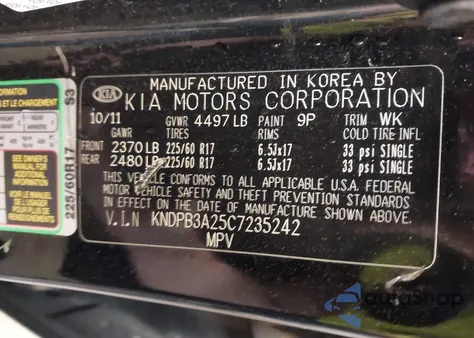 2012 Kia Sportage Lx from USA, damaged, VIN KNDPB3A25C7235242